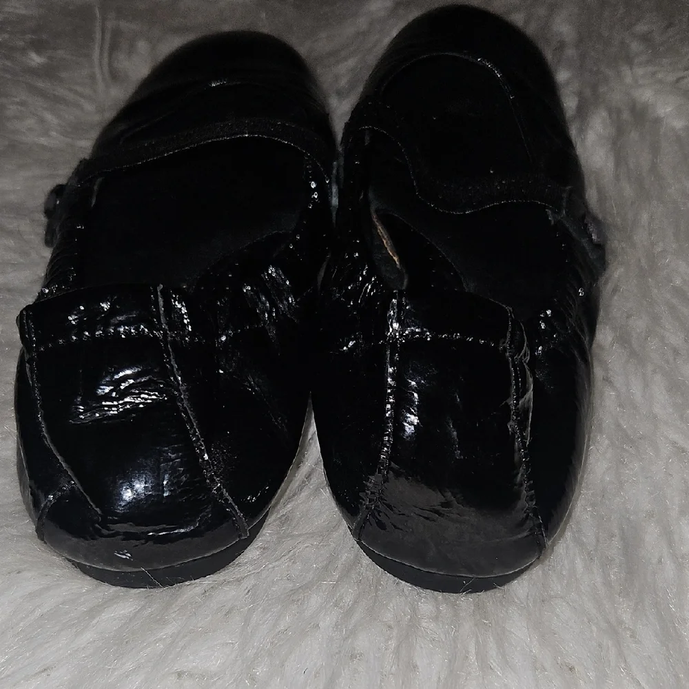 Women's Patent Black Mary Jane Flats with Strap - Picture 7 of 11